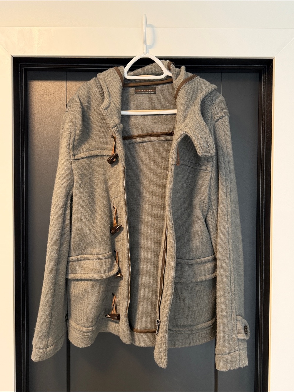 Zara Gray Hooded Toggle Pea Coat